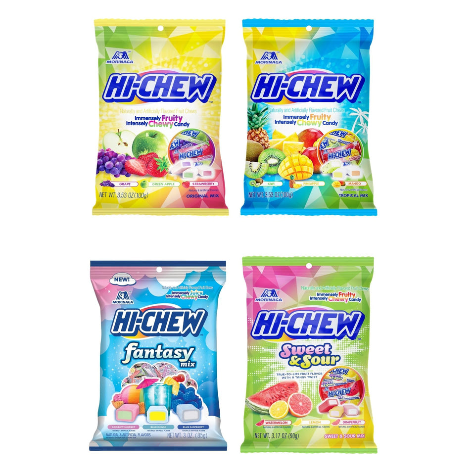 HI-CHEW four-bag display shows on-the-go variety for snacking