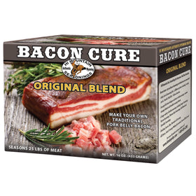 Hi Mountain Bacon Cure Kit packaging shows authentic blend for home curing.