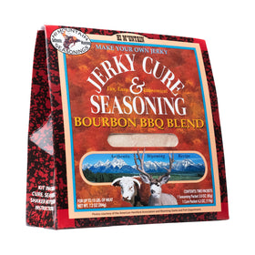Hi Mountain Bourbon BBQ Jerky Seasoning Kit in packaging for beef and venison