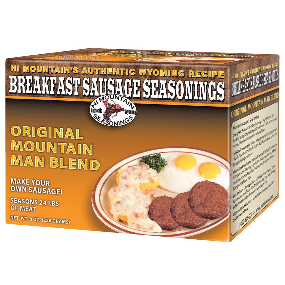 Hi Mountain Breakfast Sausage Seasoning Original Mountain Man being mixed with pork for homemade sausage.