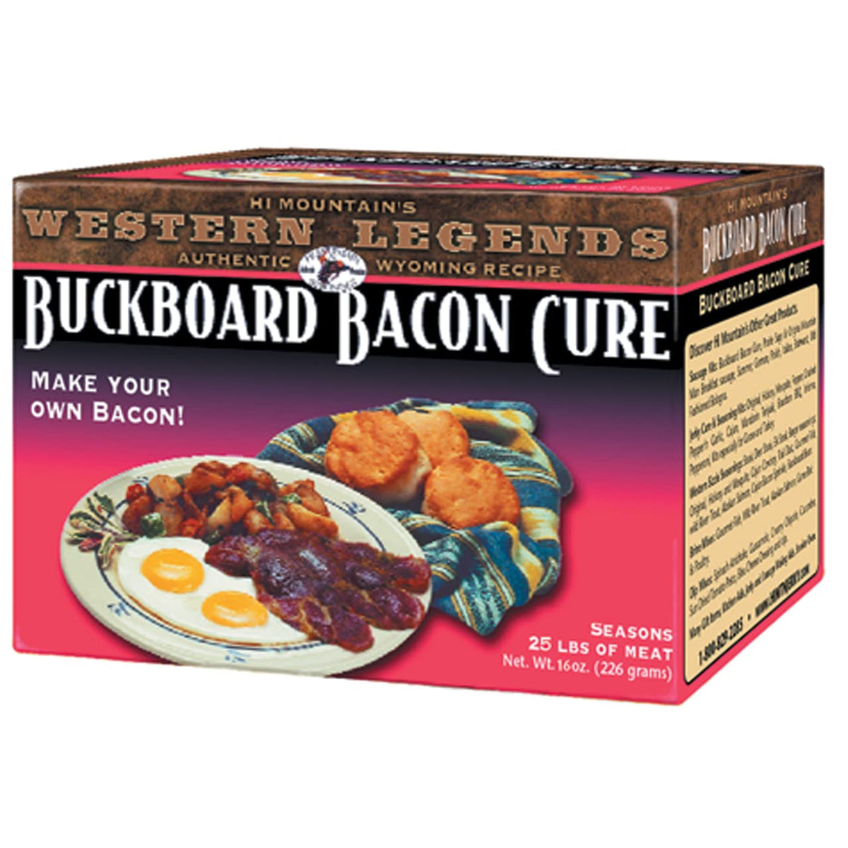 Hi Mountain Buckboard Bacon Cure kit packaging, ready to elevate homemade bacon.