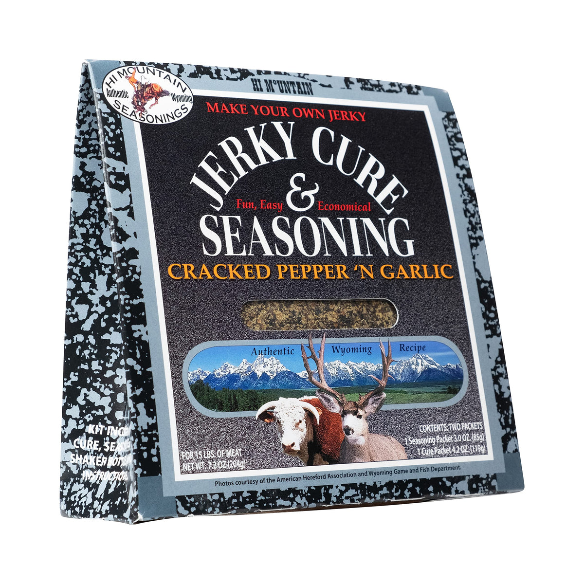 Hi Mountain cracked pepper garlic kit box for easy at home jerky prep