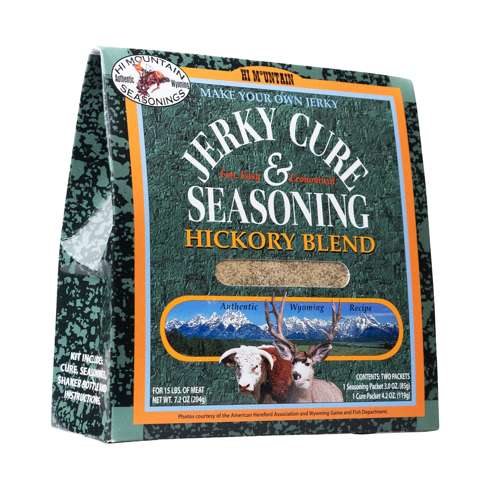 Hi Mountain Hickory Blend jar ready to flavor homemade jerky