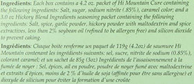 Close-up of Hi Mountain Hickory Blend label