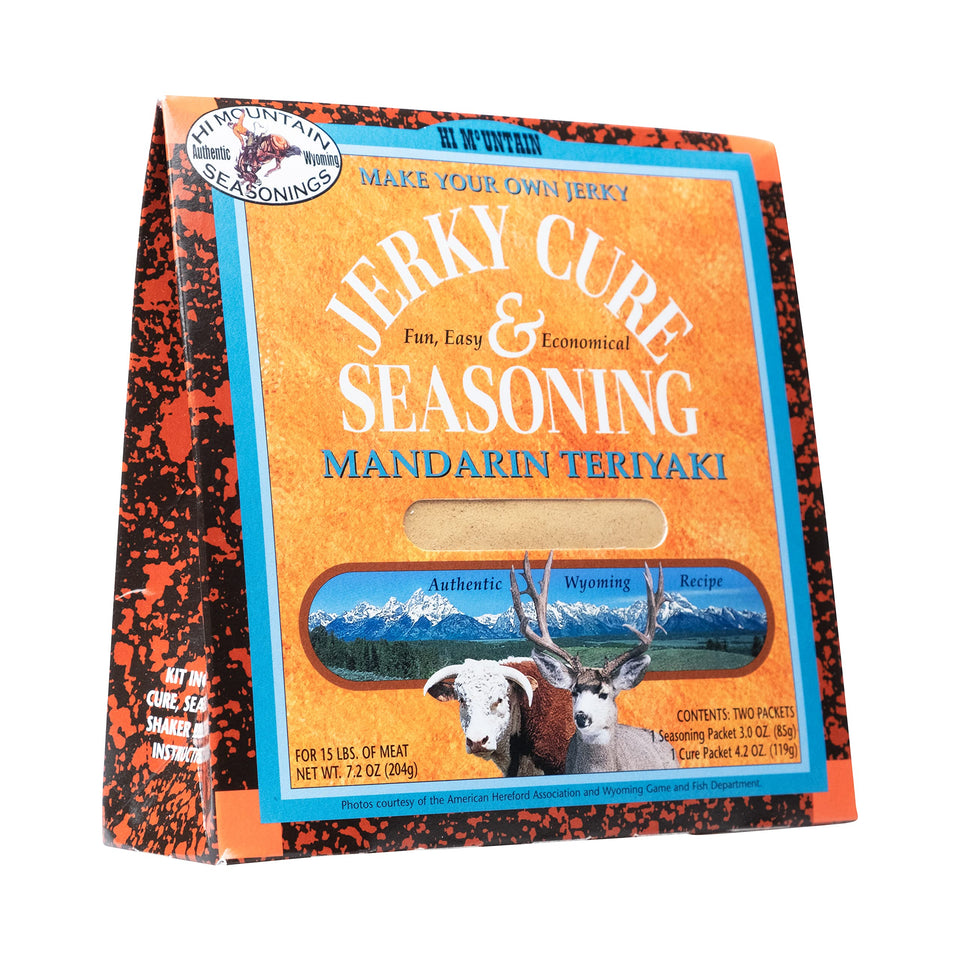 Hi Mountain Mandarin Teriyaki Blend pack showing flavor profile for beef and game