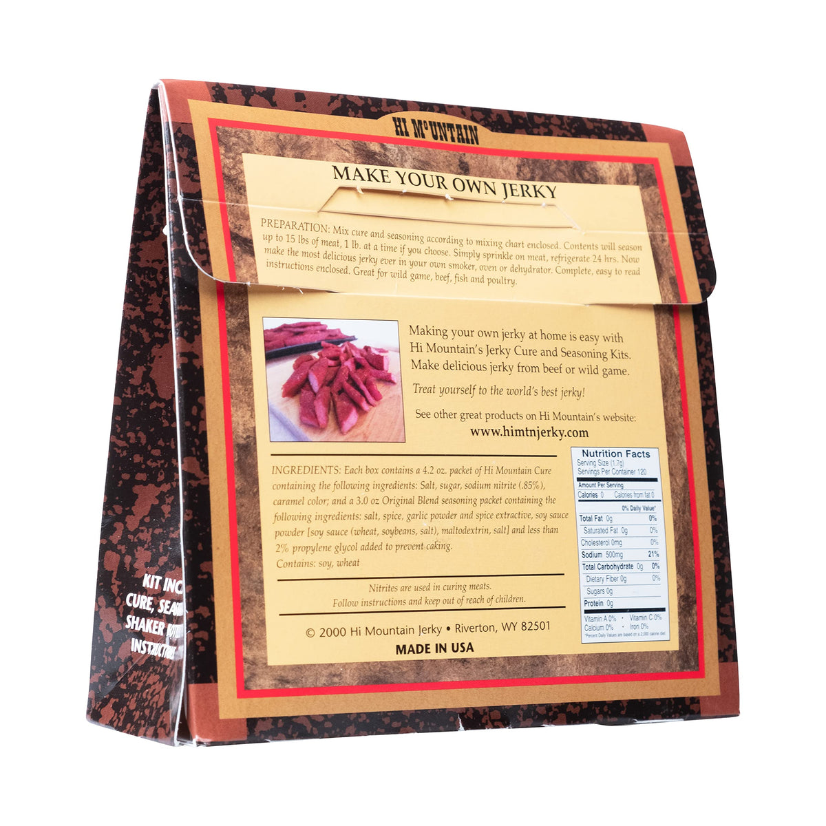 Hi Mountain cure packet with Original Blend for safe, flavorful jerky prep