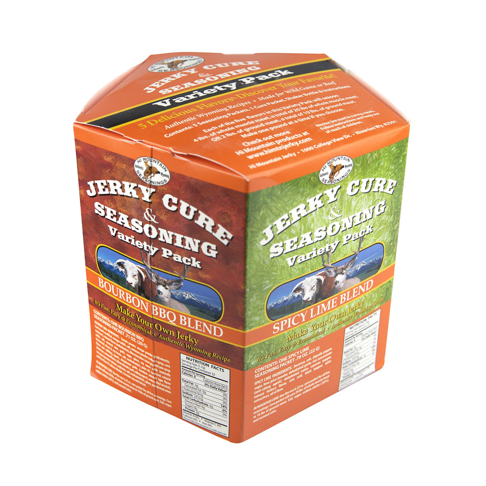 Hi Mountain Original Jerky Seasoning packet enhances beef and venison flavor