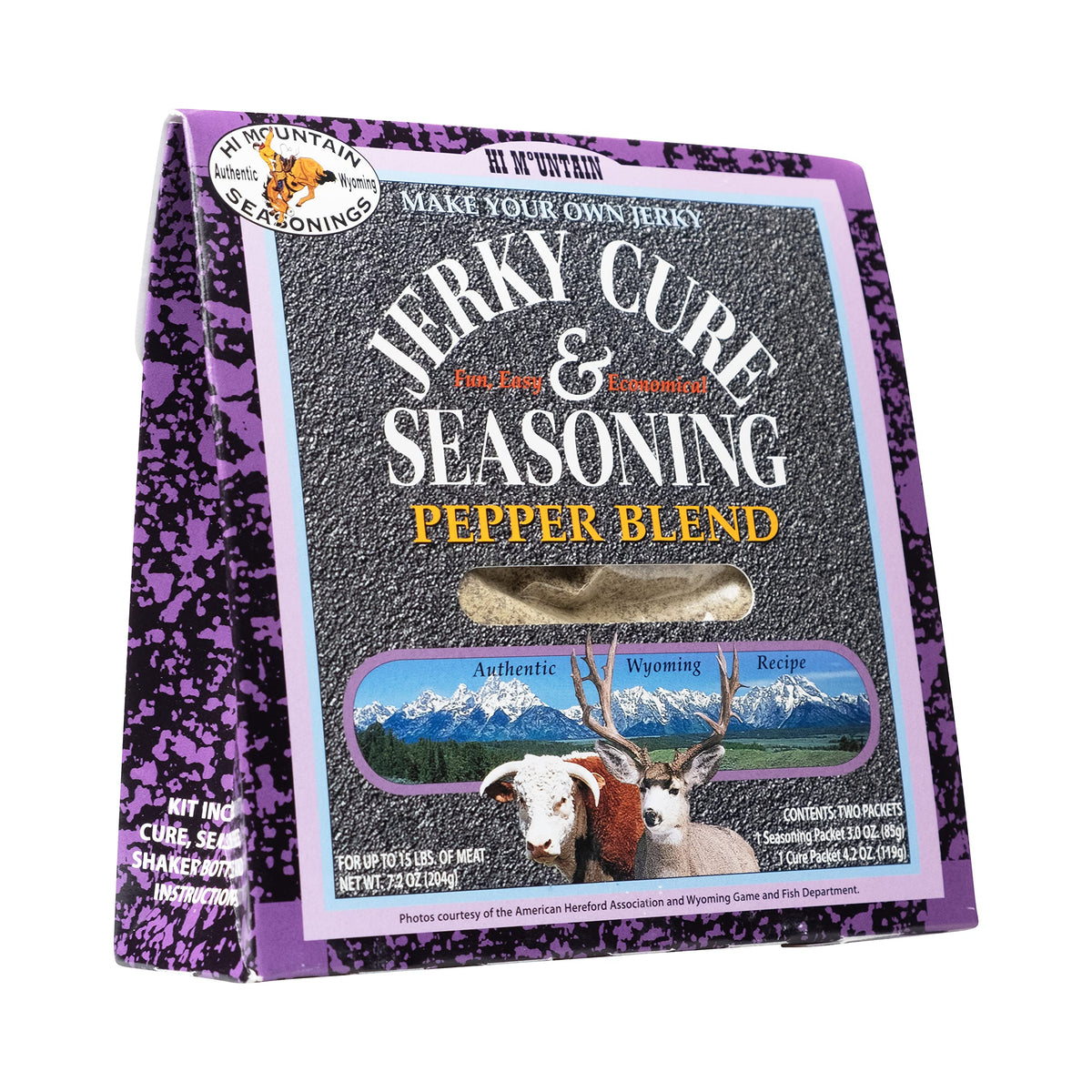 Hi Mountain Pepper Blend pack for beef and game delivers bold, savory flavor for homemade jerky.
