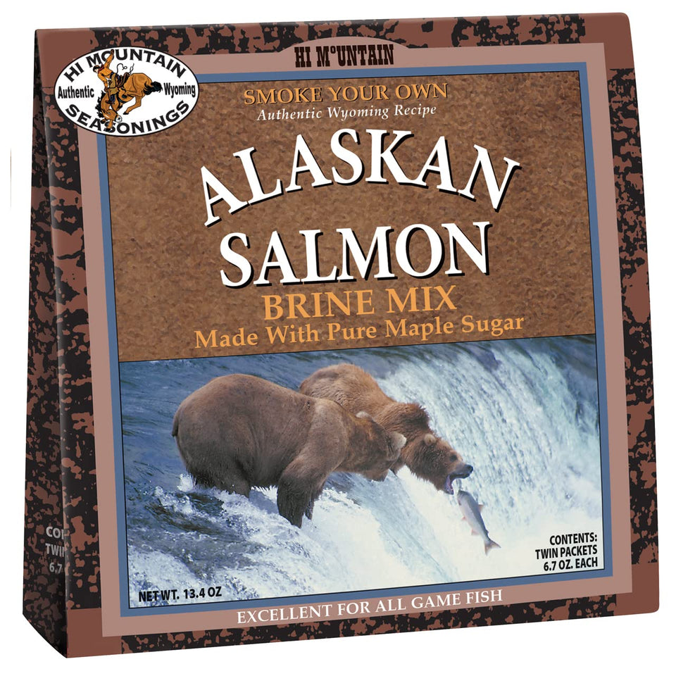 Hi Mountain salmon brine pack for smoking enhances flavor and juiciness.