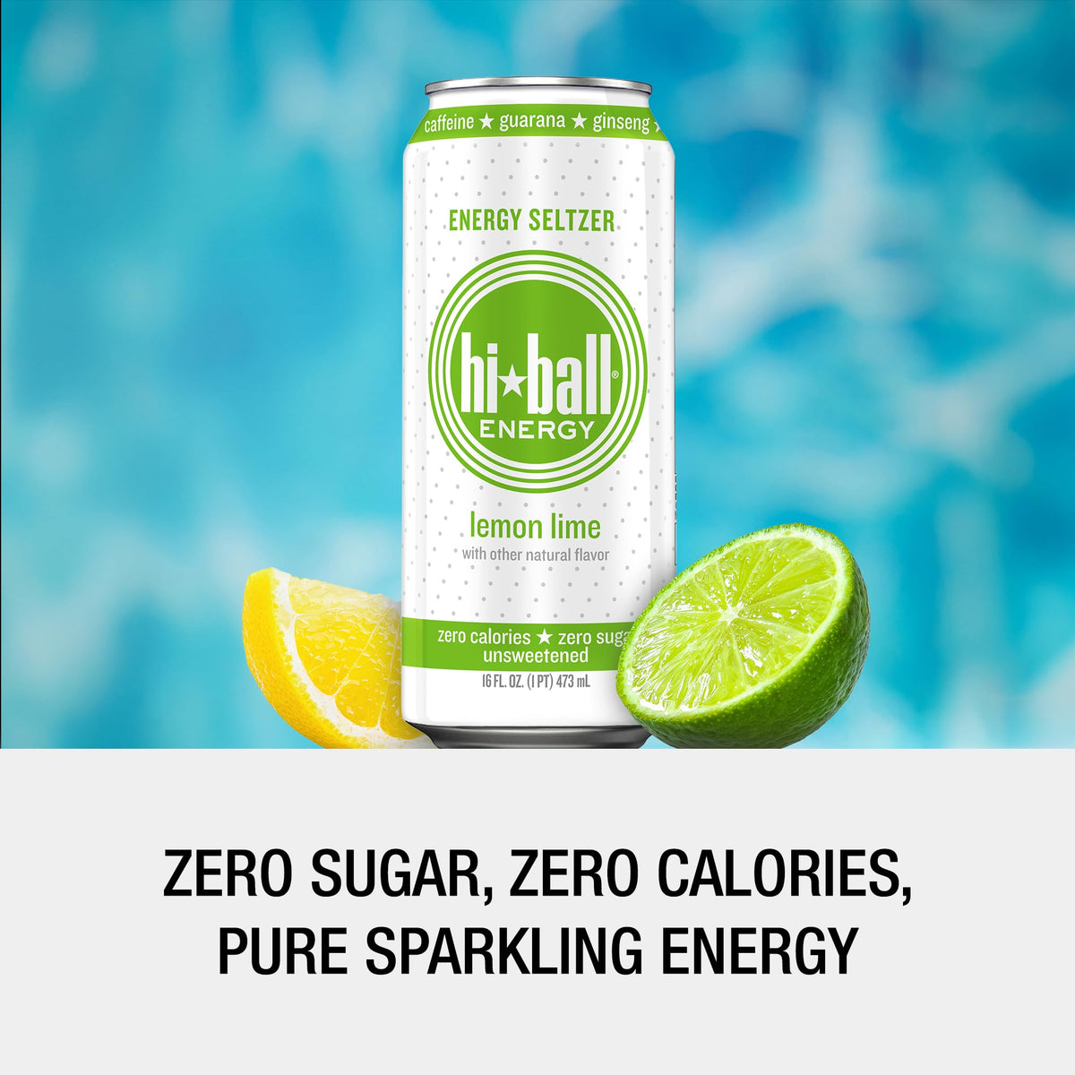 Hiball Lemon Lime sparkling bubbles image emphasizing natural flavors and refreshing taste.