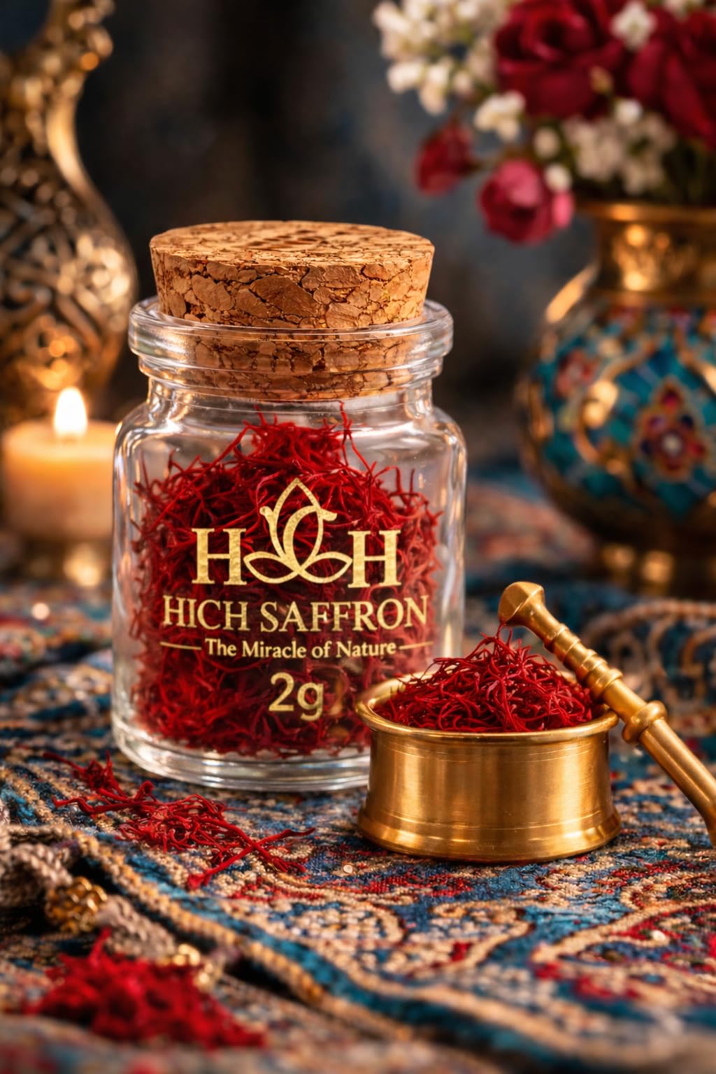 HICH SAFFRON dessert presentation hints at luxurious saffron notes.