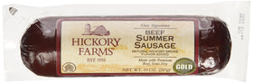 Hickory Farms beef summer sausage slices for quick snacking.