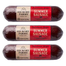 Hickory Farms Farmhouse Summer Sausage 3-Pack on cheese board for entertaining