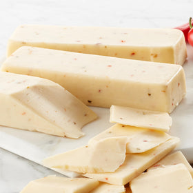 Hickory Farms jalapeño cheddar board presentation with creamy melt and color.