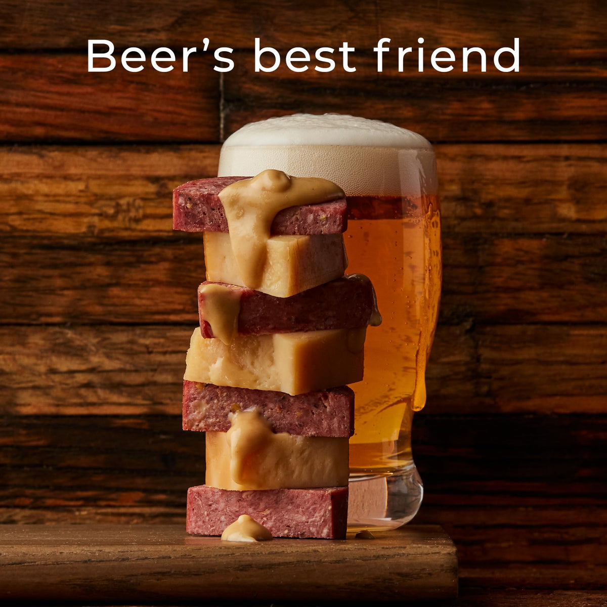 Hickory Farms Signature Beef Summer Sausage with cheeses for a savory pairing