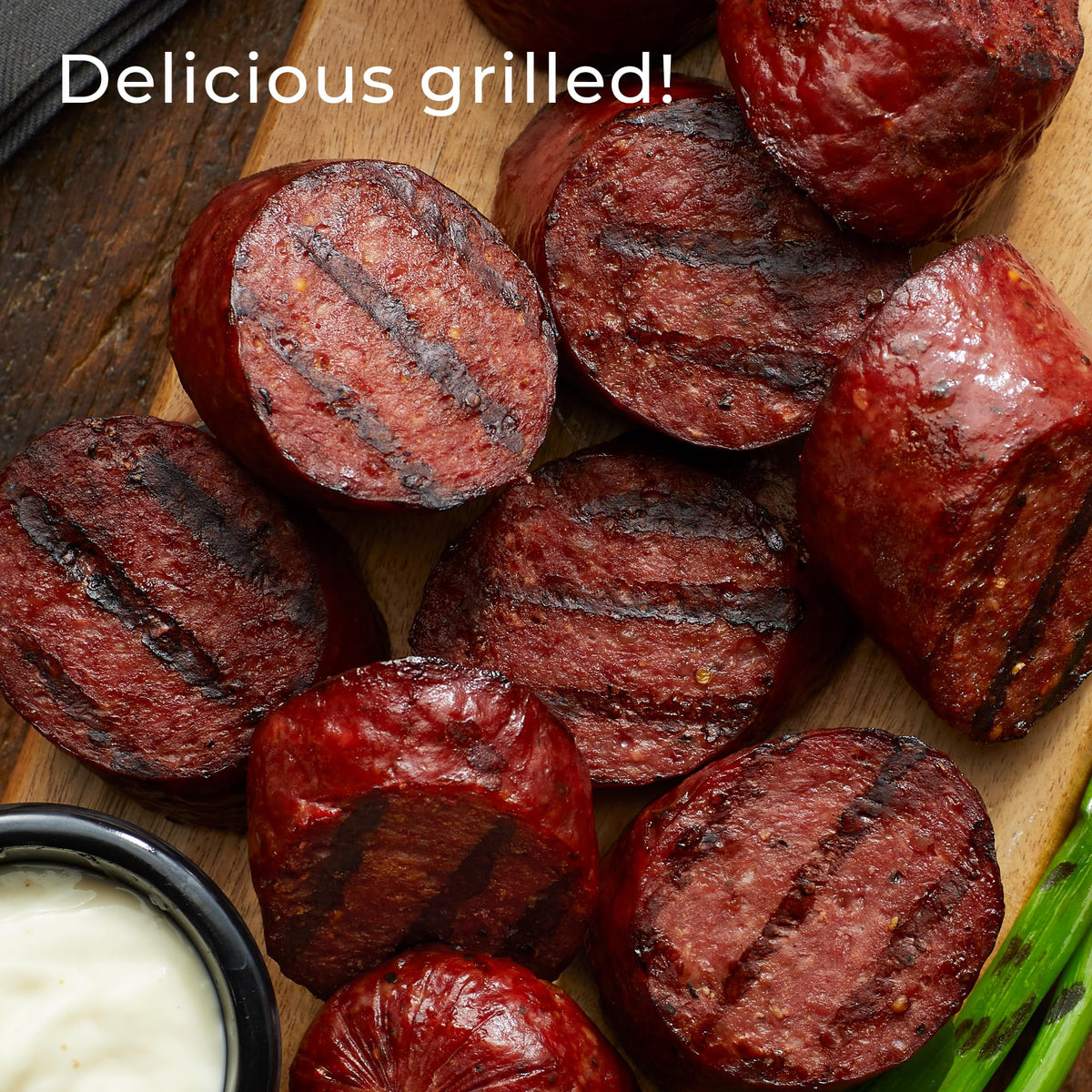 Hickory Farms Signature Beef Summer Sausage sliced detail showing texture