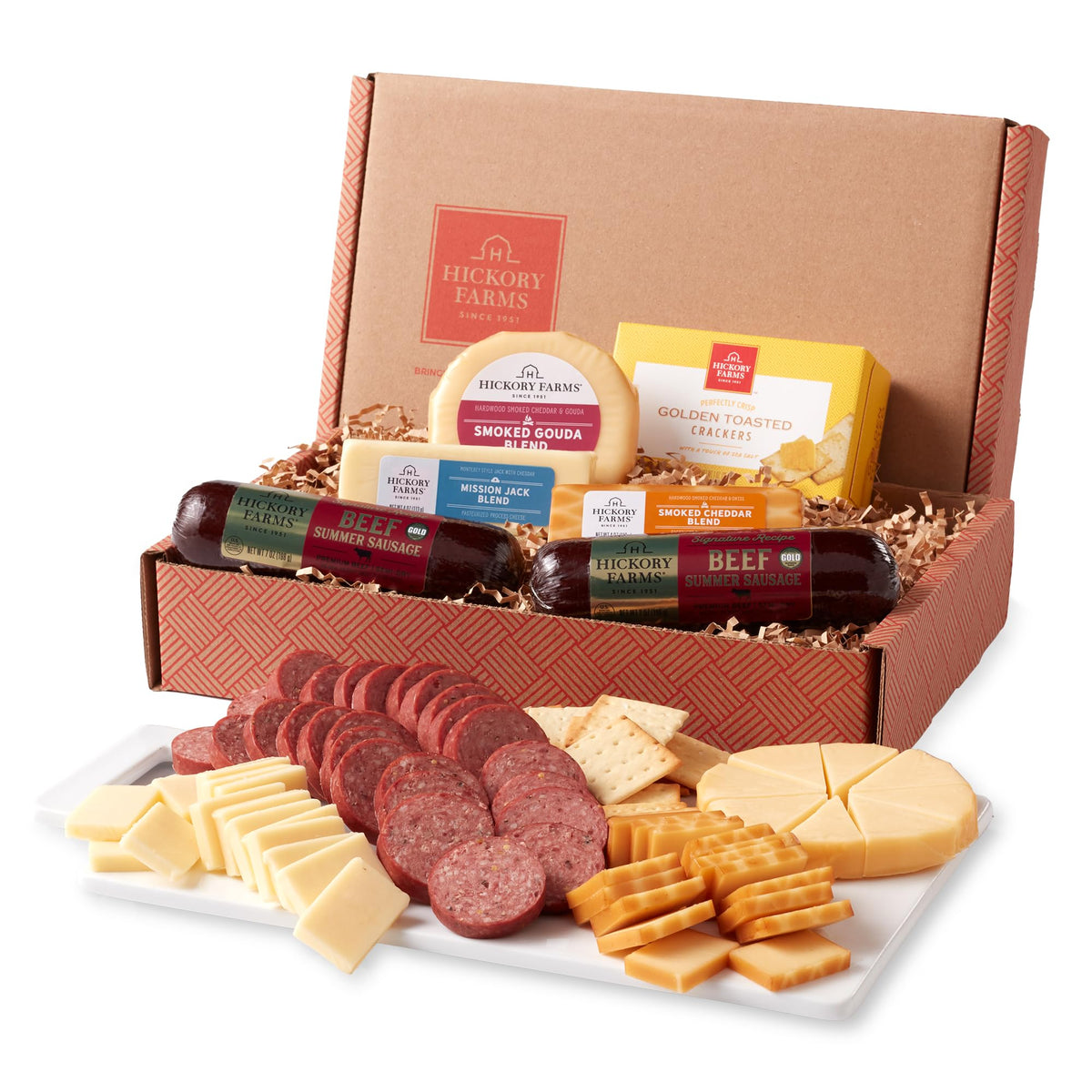 Hickory Farms Smoked Cheddar Blend block with tangy creaminess.