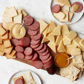 Gift-ready Hickory Farms smoked cheddar blend pack, perfect for gifting.