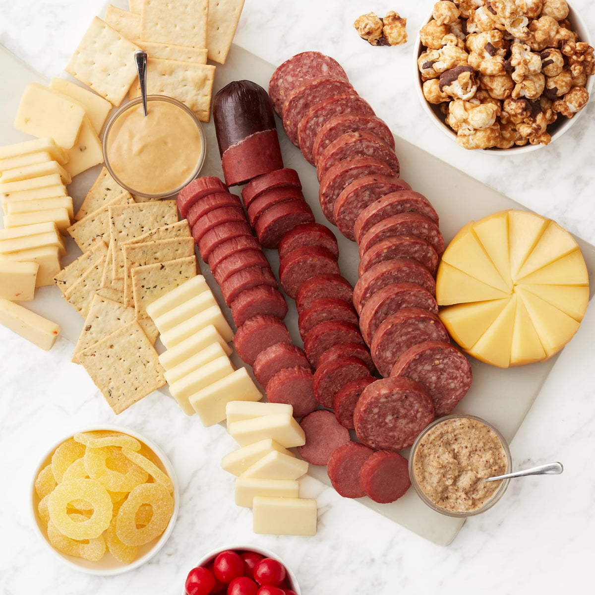 Kitchen scene featuring Hickory Farms smoked cheddar blend ready for tasting.