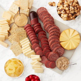 Kitchen scene featuring Hickory Farms smoked cheddar blend ready for tasting.