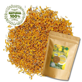 Hida Beauty marigold petals inside double vacuum seal for lasting freshness.