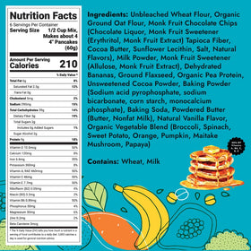 Hidden Foods Co chocolate chip pancake stack showing thick fluffy servings