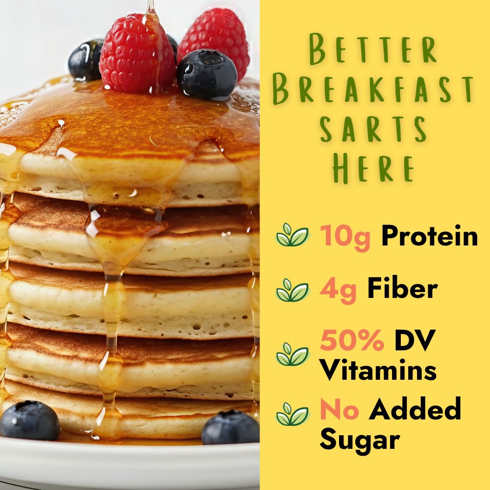 Hidden Foods Co. waffles and pancake mix bag close-up highlights protein and fiber benefits