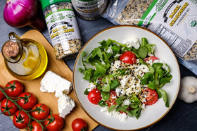 Hidden Nature's Source Organic Everything Bagel Seasoning on salads adds crunchy sesame pops