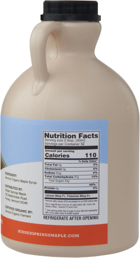 Hidden Springs Maple Organic Vermont Syrup jar highlights craft from family farms