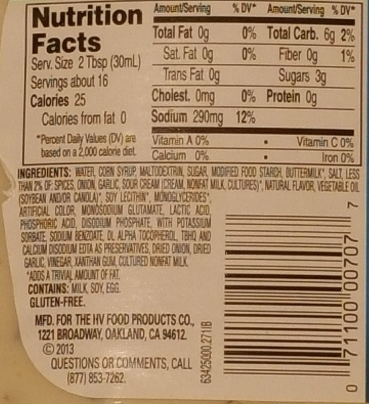 Hidden Valley Fat Free Ranch dressing on a salad bowl, ideal topping for lighter meals and dips.