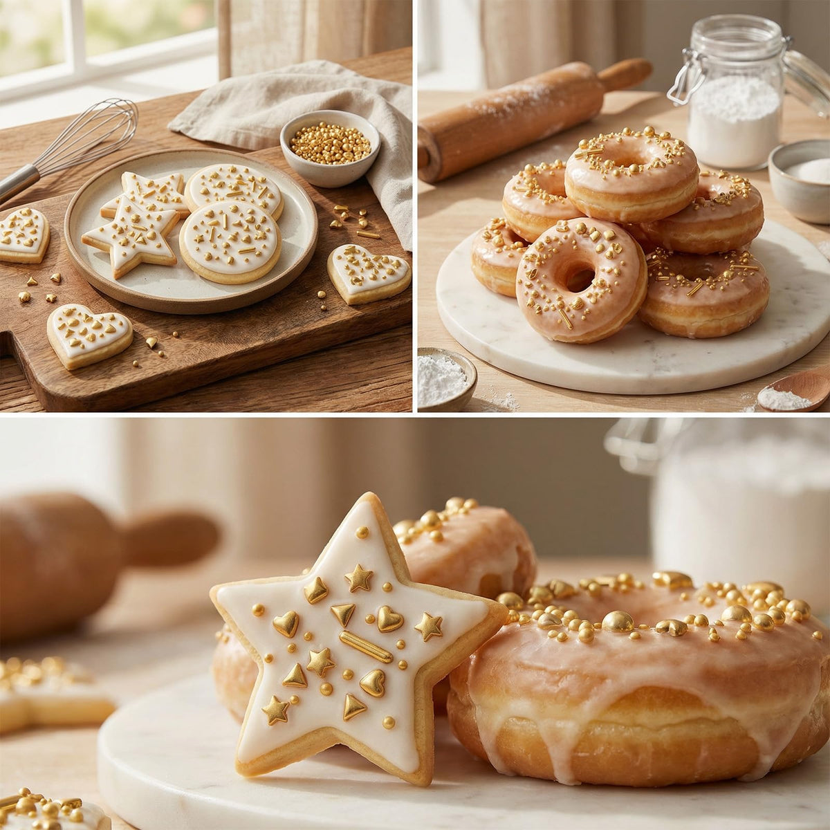 HIFUNBK Gold Mix Sprinkle beads 4mm for subtle donut sparkle