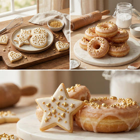 HIFUNBK Gold Mix Sprinkle beads 4mm for subtle donut sparkle