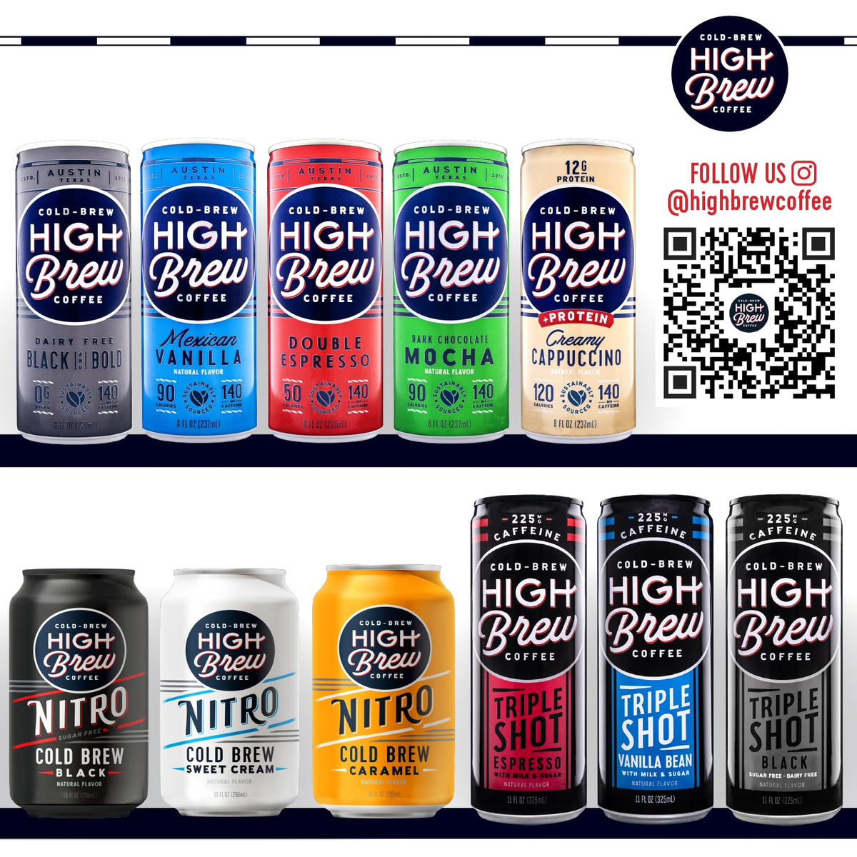 High Brew Cold Brew pack display reveals convenient 12-bottle energy option