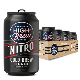 High Brew Nitro Black can front view, sugar-free energy on the go.