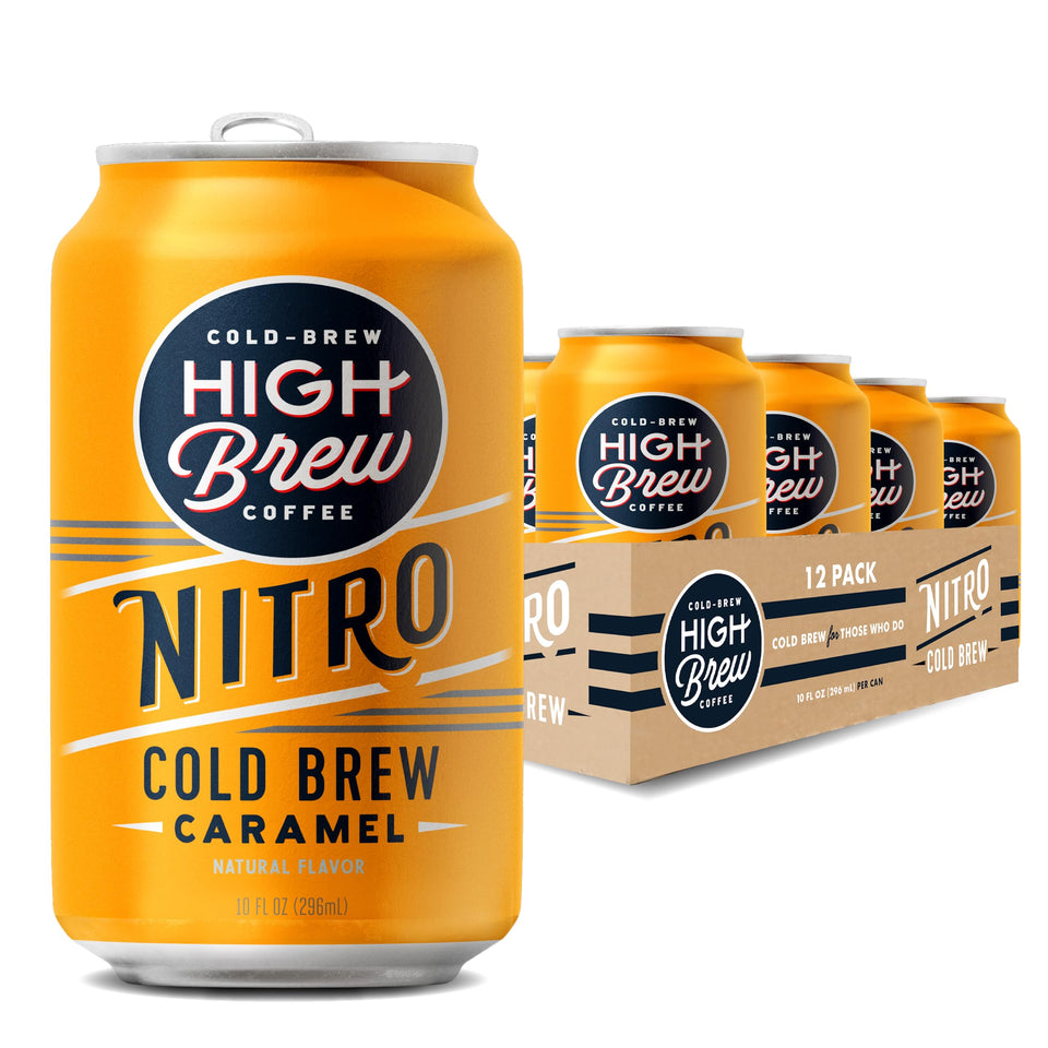 High Brew Nitro Caramel Can shows sugar-free, dairy-free ready-to-drink caffeine boost.