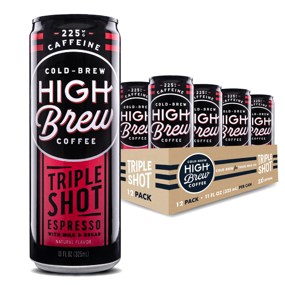 High Brew Triple Shot espresso cold brew can for on-the-go energizing mornings.