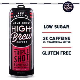High Brew can in hand for quick on-the-go caffeine lift.