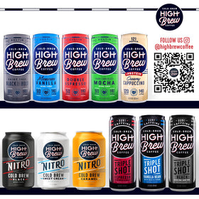 High Brew 11oz bottles on desk for flavorful energy during work.