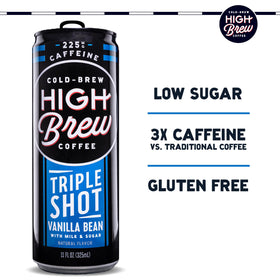 High Brew Triple Shot Vanilla Bean being poured for a bold caffeine lift