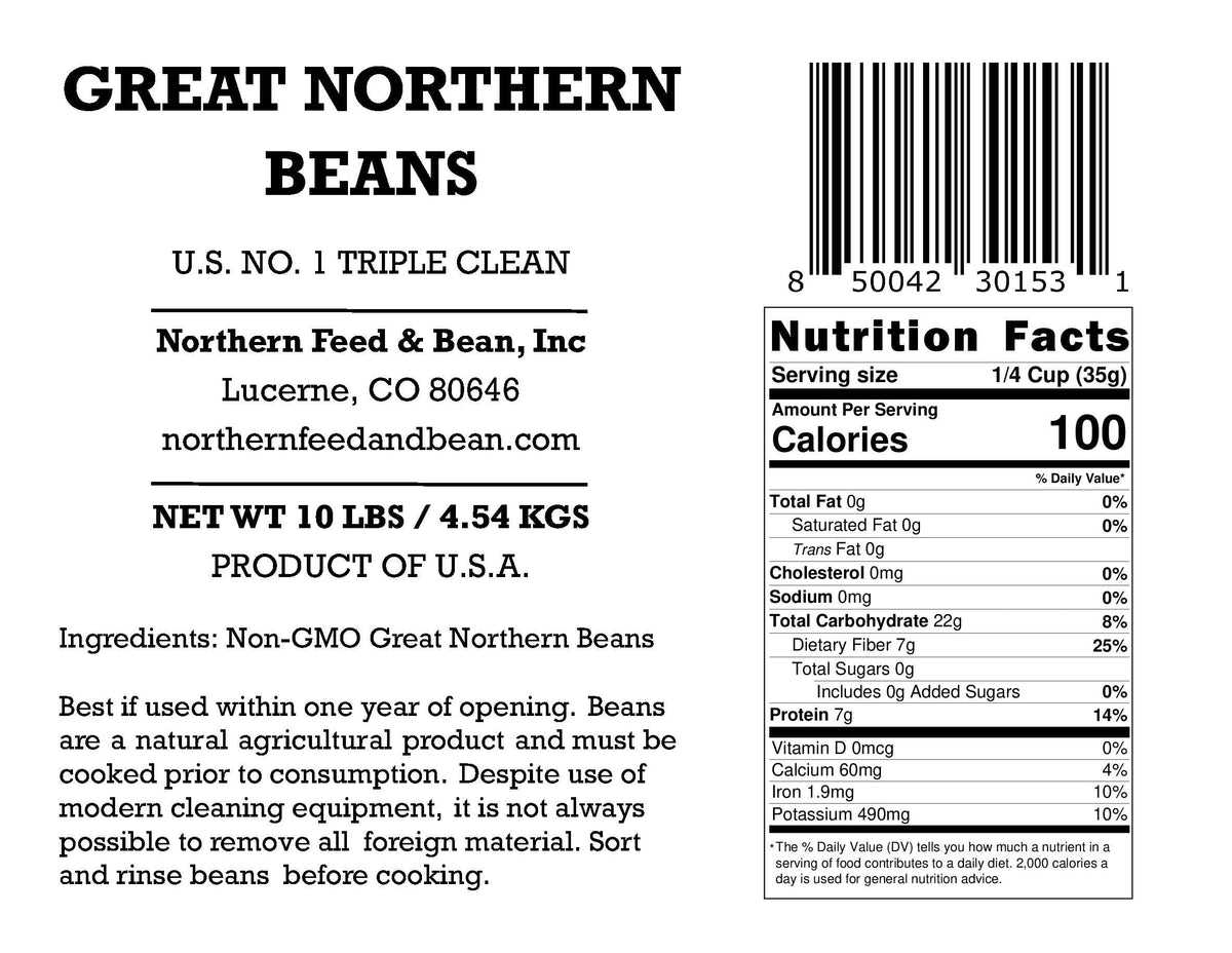 Cooked High Plains Great Northern White Beans in a pot with creamy texture
