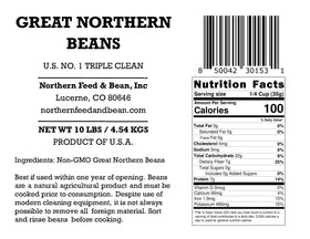 Cooked High Plains Great Northern White Beans in a pot with creamy texture