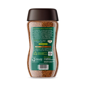 Highground instant coffee dissolves in hot or cold water for versatile beverages.