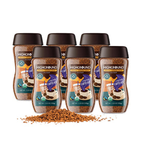Highground Organic Regular Instant Coffee pack of 6 front view, convenient for quick mornings