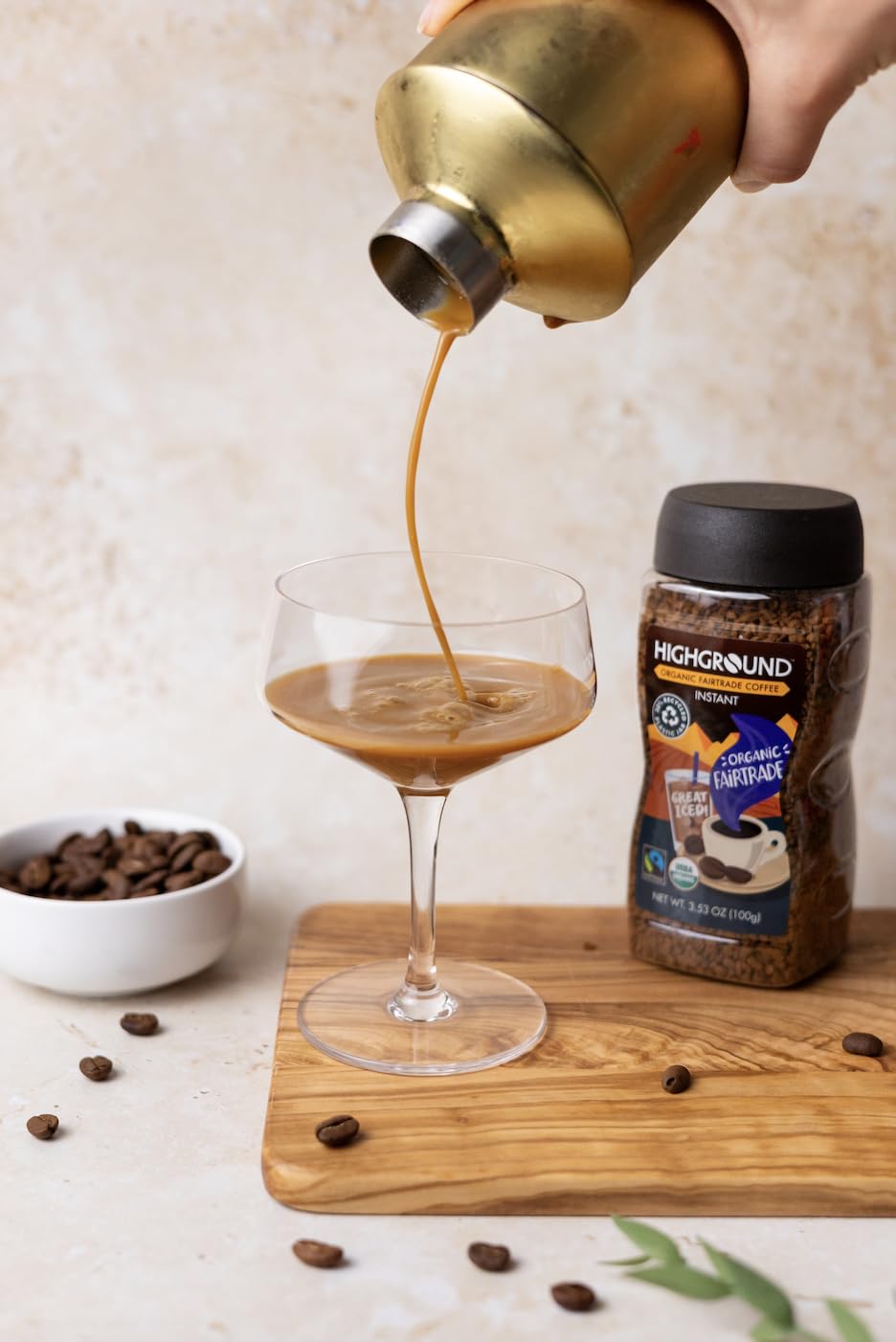 Highground Organic Regular Instant Coffee package mockup, ready for shelf display