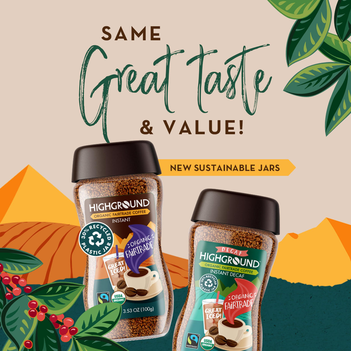 Highground resealable jar maintains freshness for 40+ cups.
