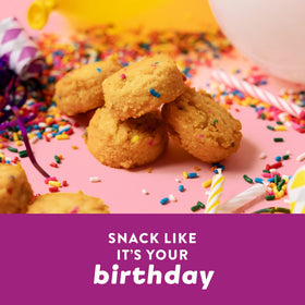 HighKey Birthday Cake Muffins on plate, ideal for breakfast or snack.