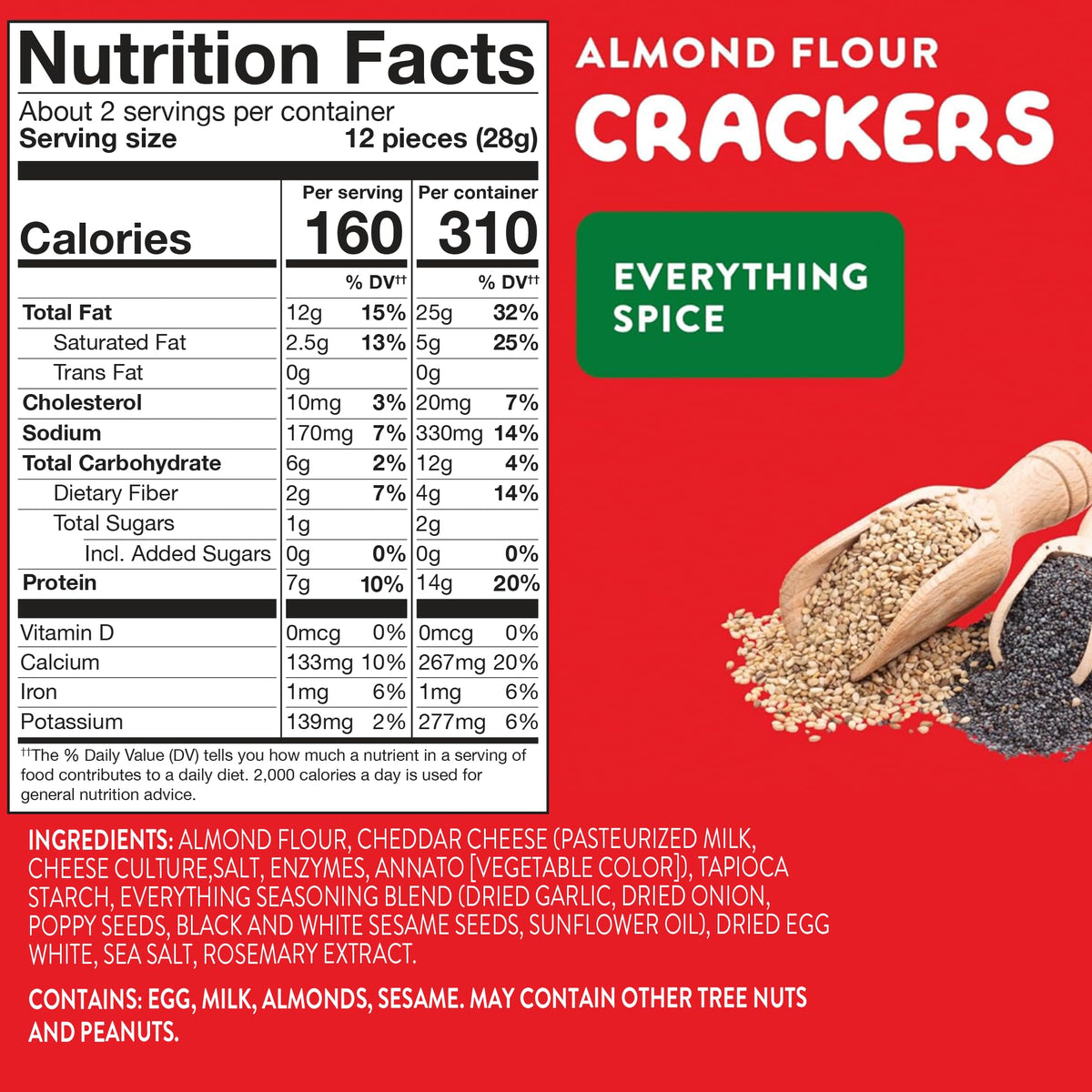 HighKey everything spice cracker close-up showcasing sesame seeds and spice blend.