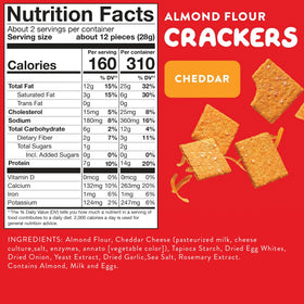 HighKey Crackers variety pack back panel with keto-friendly nutrition info.