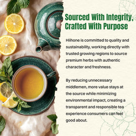 Tea bag steeping releases gentle citrus notes and relaxing aroma.