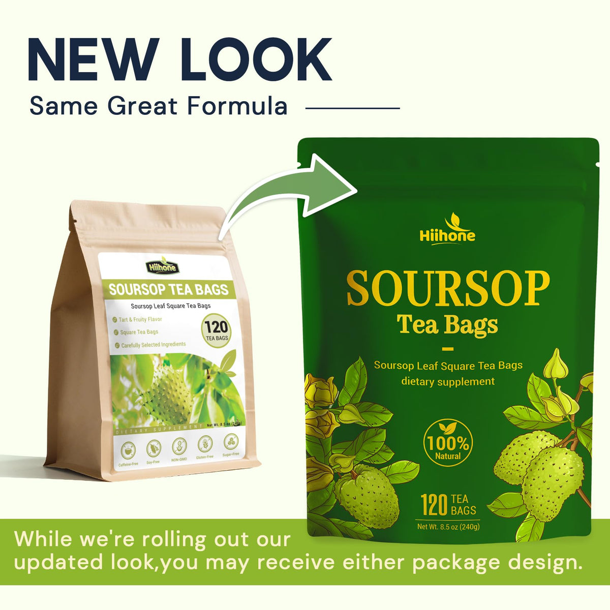 HIIHONE Soursop Tea dried leaves showcasing natural texture